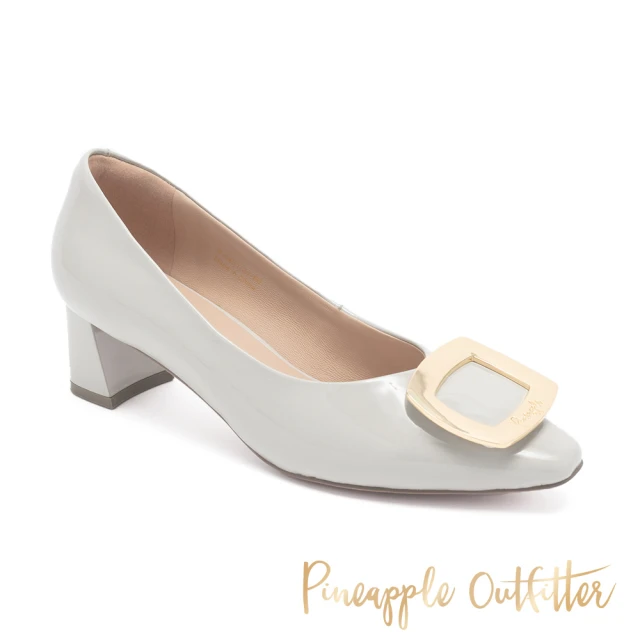 Pineapple OutfitterPineapple Outfitter GIZI 質感方釦漆皮中跟鞋(灰色)