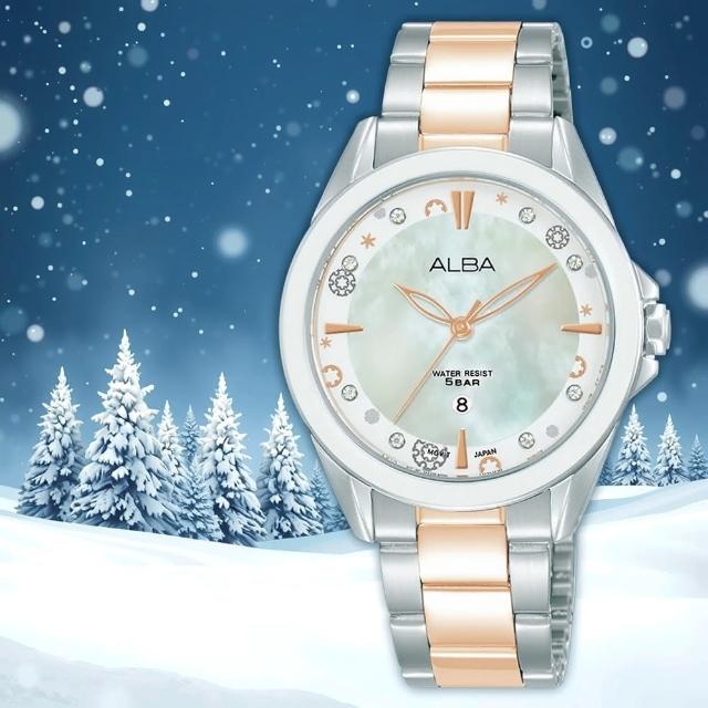【ALBA】雅柏 CUTiE 晶花 珍珠貝女錶-33mm 母親節 送禮 禮物(AH7DV1X1 VJ22-X435KS)