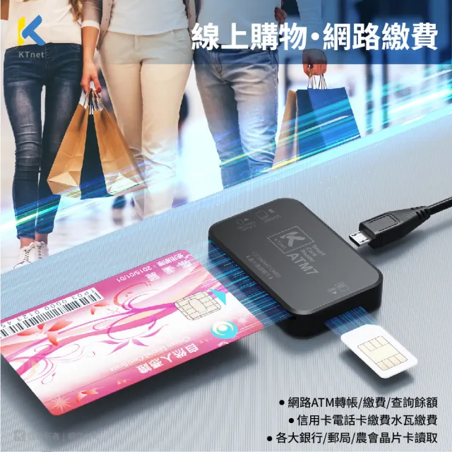 【KTNET】ATM7 U+C多合一 ATM晶片讀卡機 白(具ATM、SD、Micro SD、TF、SIM卡通訊錄編輯讀卡槽)