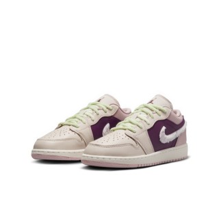 【NIKE 耐吉】運動鞋 休閒鞋 女鞋 中大童 男鞋 AIR JORDAN 1 LOW SE GS 粉 紫 毛絨勾 AJ1 喬丹(FZ3928200)