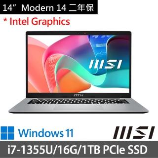 【MSI 微星】特仕版 14吋i7商務(Modern 14/i7-1355U/16G/1TB/Win11/F13MG-200TW)