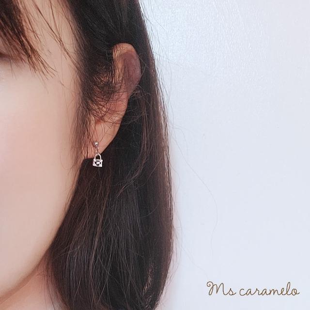 【焦糖小姐 Ms caramelo】925純銀  甜蜜之鎖(鋯石耳環)