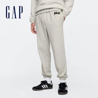 【GAP】男裝 Logo刺繡束口抽繩鬆緊運動褲-淺灰色(868463)