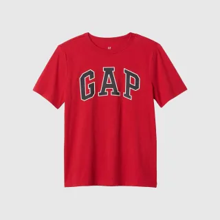 【GAP】男童裝 Logo純棉印花圓領短袖T恤-紅色(708370)