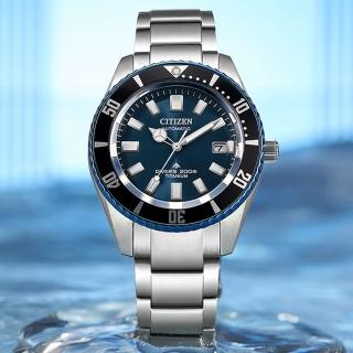 【CITIZEN 星辰】PROMASTER 35週年限量版征服者復刻鈦金屬機械潛水錶-藍x銀/41mm(NB6026-56L)