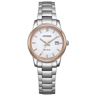 【CITIZEN 星辰】PAIR 簡約都市時尚光動能女錶-白x銀/27.5mm(EW2319-71A)