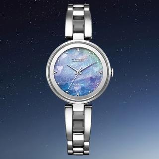 【CITIZEN 星辰】LADYS 光動能 限定款希望之藍時尚手環女錶-白蝶貝x銀/28mm(EM0801-85N)