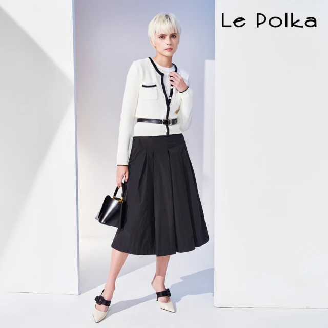 Le Polka 時尚皺感寬版長褲-女