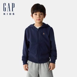 【GAP】兒童裝 小熊刺繡連帽外套-海軍藍(761410)