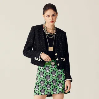 【iROO】復古幾何花印花短裙