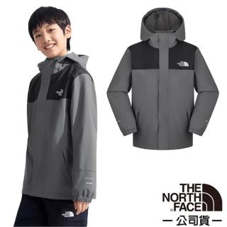 【The North Face】童/女 輕量防水透氣連帽休閒外套.防風夾克.機能性風衣.風雨衣(8A48-0UZ 珍珠灰)