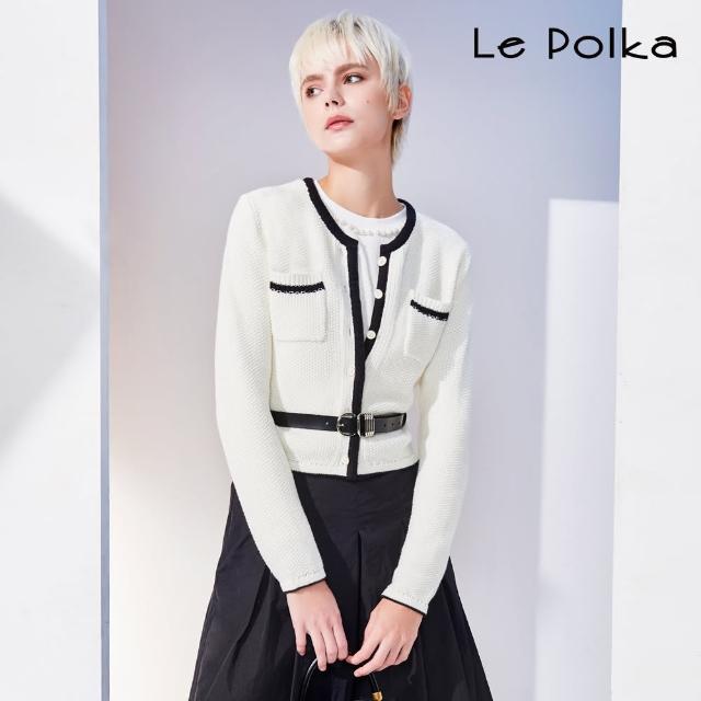 【Le Polka】跳色滾邊針織外套-女