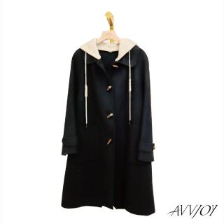 【AVVJOY 艾薇卓爾】針織連帽長版大衣(純羊毛 冬天 保暖 外套 百搭 保暖外套 長版大衣 連帽外套 CL2425034)