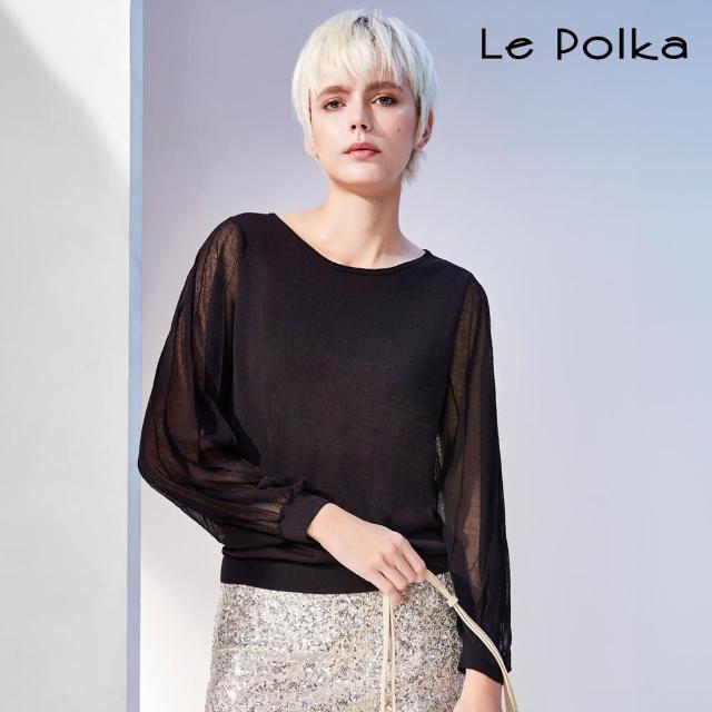 【Le Polka】時尚透膚針織上衣-2色-女