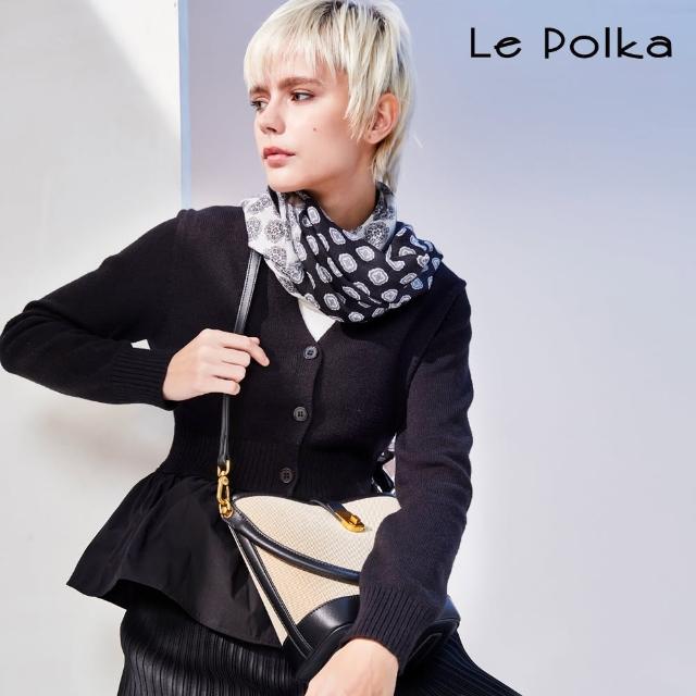 【Le Polka】拼接荷葉針織上衣-女