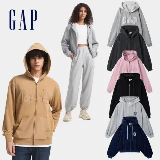 【GAP】男女裝 Logo刺繡/小熊拼接連帽外套-多款任選(639420)