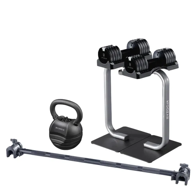 【BYZOOM FITNESS】Pure Series 12.5lb啞鈴+30lb壺鈴套組 白/黑二色(12.5lb美型套組)