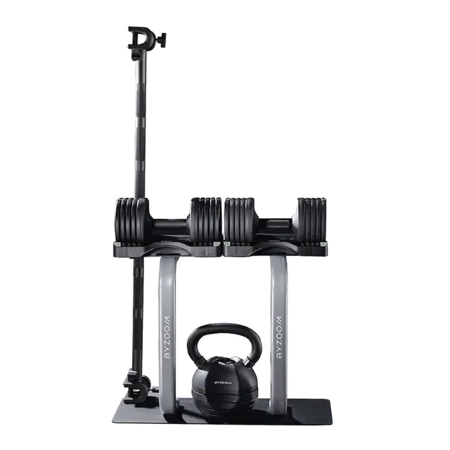 【BYZOOM FITNESS】Pure Series Pure Series 25LB 可調式啞鈴*2+30LB可調式壺鈴+啞鈴專用架+ 專用槓鈴桿