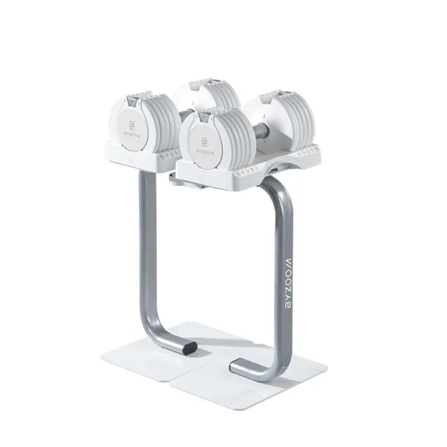 【BYZOOM FITNESS】Pure Series可調式啞鈴25lb/約11.3kg 雙入+專用啞鈴架(黑/白二色)