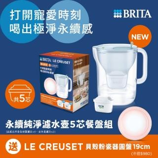 【BRITA】官方直營 eco Style永續純淨濾水壺+3入MXPRO全效型+2入去水垢濾芯+LC瓷器圓盤19cm(共1壺5芯1盤)