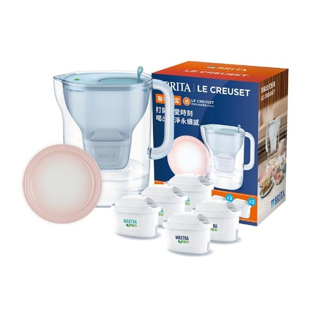 【BRITA】官方直營 eco Style永續純淨濾水壺+3入MXPRO全效型+2入去水垢濾芯+LC瓷器圓盤19cm(共1壺5芯1盤)