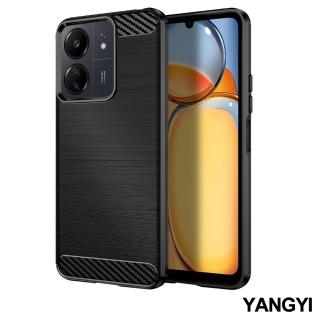 【YANG YI 揚邑】紅米 Redmi 13C 碳纖維拉絲紋軟殼散熱防震抗摔手機殼