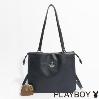 【PLAYBOY】方形肩揹包附長背帶 Striking系列(深藍色)