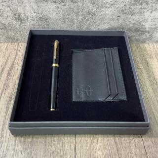 【PARKER】派克 新IM系列 麗雅黑金夾鋼珠筆卡夾禮盒(IM)