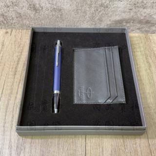 【PARKER】派克 新IM系列 寶藍白夾原子筆卡夾禮盒(IM)