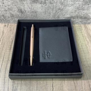 【PARKER】派克 喬特系列 玫瑰金原子筆短夾禮盒(Jotter)