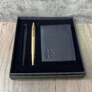 【PARKER】派克 喬特系列 金色原子筆短夾禮盒(Jotter)