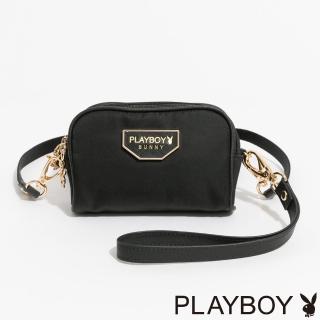 【PLAYBOY】零錢包附長背帶/手挽帶 Stance系列(黑色)
