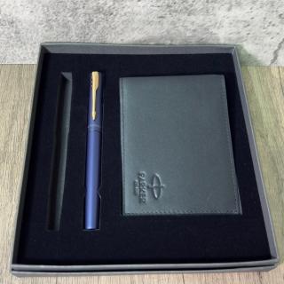 【PARKER】派克 威雅XL系列 海軍藍鋼珠筆短夾禮盒(VectorXL)