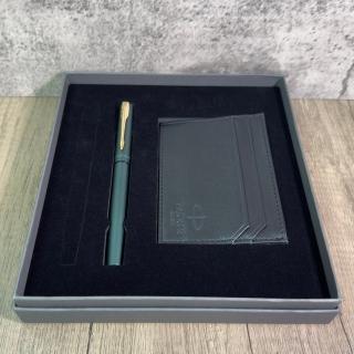 【PARKER】派克 威雅XL系列 森林綠鋼珠筆卡夾禮盒(VectorXL)