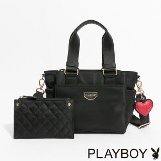 【PLAYBOY】手提包附長背帶 Stance系列(黑色)