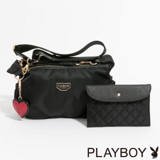 【PLAYBOY】雙層式斜背包 Stance系列(黑色)