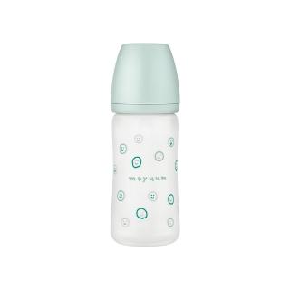 【MOYUUM】韓國 寬口矽膠玻璃奶瓶-微笑泡泡(240ml)