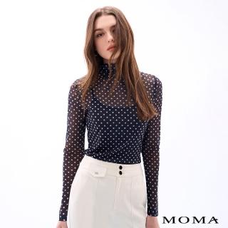 【MOMA】透肌感點點網布上衣(黑色)