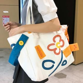 【LEESA】大容量肩揹包\通勤包\學生包包\包包\肩揹包\白色包包\帆布托特包\手提購物袋\帆布包\