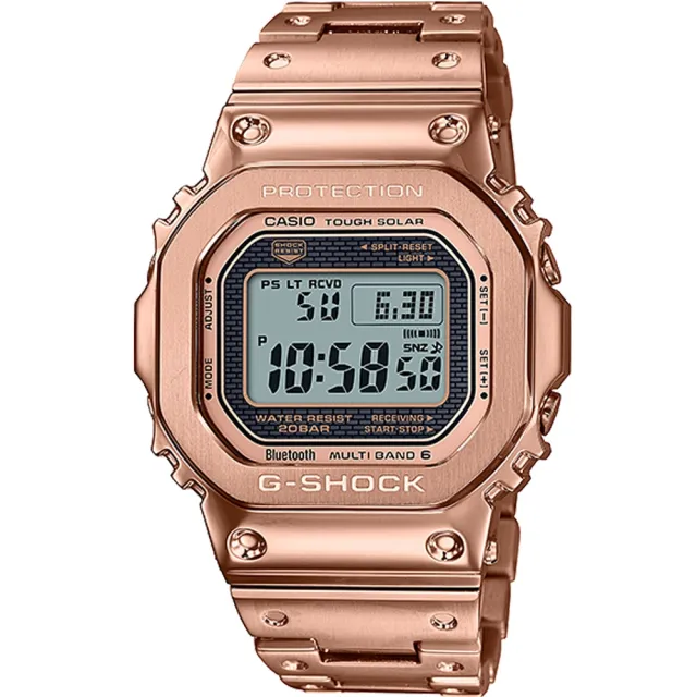 【CASIO 卡西歐】全金屬 太陽能 電波藍牙多功能腕錶(GMW-B5000GD-4)