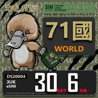 【鴨嘴獸Platypi.IF】3UK eSIM 歐洲 30天6GB(eSIM 免插卡上網絡卡 旅遊卡)