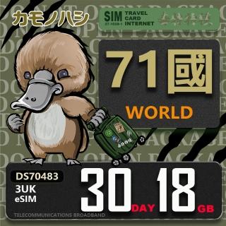 【鴨嘴獸Platypi.IF】3UK eSIM 歐洲 30天18GB(eSIM 免插卡上網絡卡 旅遊卡)
