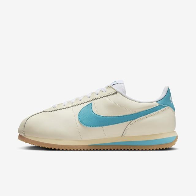 【NIKE 耐吉】W Cortez 女 休閒鞋 經典 復古 阿甘鞋 皮革 舒適 穿搭 椰奶色 水藍(HF4268-113)