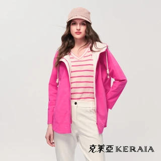 【KERAIA 克萊亞】粉櫻雨後輕舞曲風衣連帽外套
