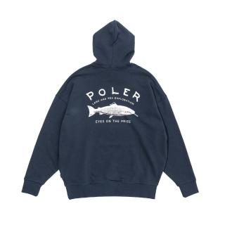 【POLER STUFF】日本限定 LAND AND SEA HOOD 寬鬆版連帽上衣 / 休閒上衣(藍色)