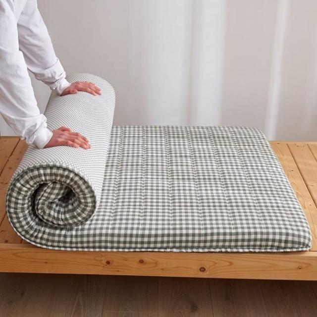 日式水洗棉綠格抗壓單人床墊90*190cm厚約8cm(學生宿舍/租屋/日式床墊)
