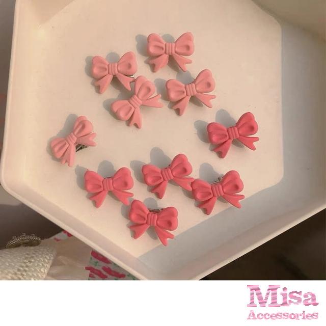 【MISA】蝴蝶結髮夾 迷你髮夾/韓國設計可愛甜美蝴蝶結迷你髮夾 瀏海夾 碎髮夾 編髮夾 5件組(2色任選)