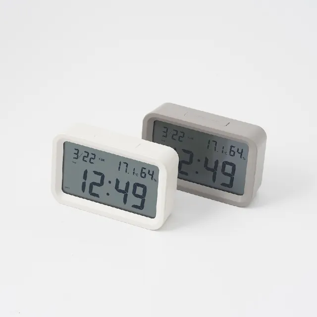 【MUJI 無印良品】數位時鐘/中/灰(長125x寬80x高36mm)