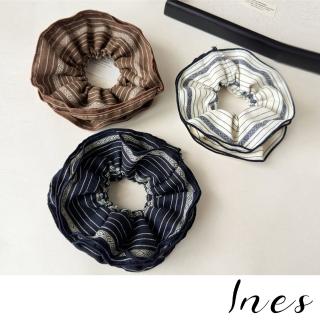 【INES】條紋髮圈 圖騰髮圈/韓國設計復古民族風布藝條紋圖騰大腸圈 髮圈 髮繩(3色任選)