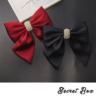 【SECRET BOX】美鑽髮夾 蝴蝶結髮夾/韓國設計美鑽鑲嵌華麗蝴蝶結造型髮夾 馬尾夾 彈簧夾(2色任選)